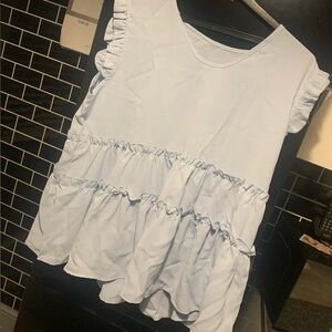 Light Blue Ruffled Women's Top